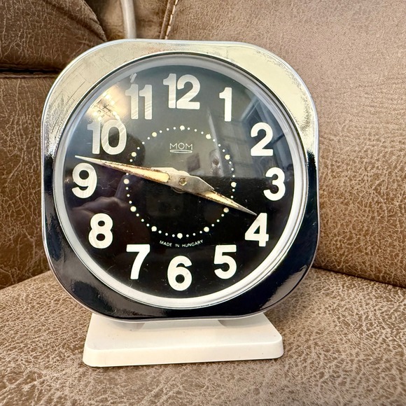 Mom & Me Other - MOM Vintage Alarm Clock Retro Table Desk Decor Made in Hungary Black White
